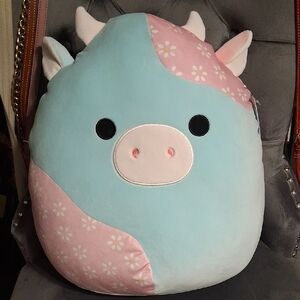 Squishmallows Blue and Pink Floral Plush